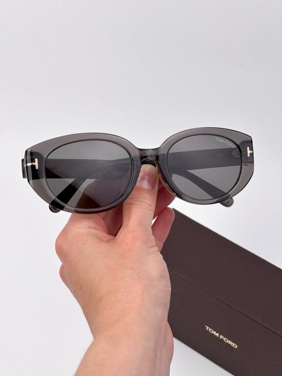 Tom Ford FT1296-K 20A Sunglasses – Transparent Grey Oval Frame Smoke Lenses main image 7